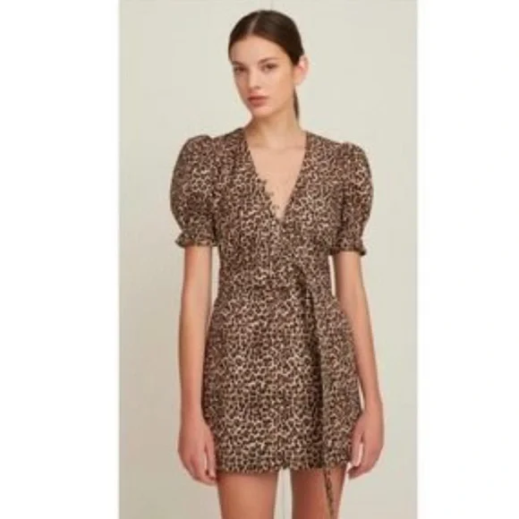 Marissa Webb Carly Canvas Brown Leopard Belted Dress - Picture 5 of 12